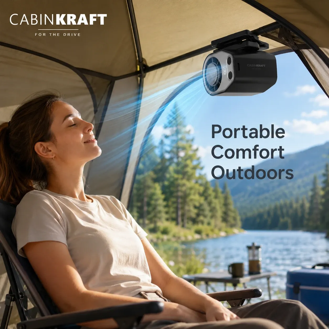 Rechargeable Clip-On Car Fan with LED Display, 360° Adjustable