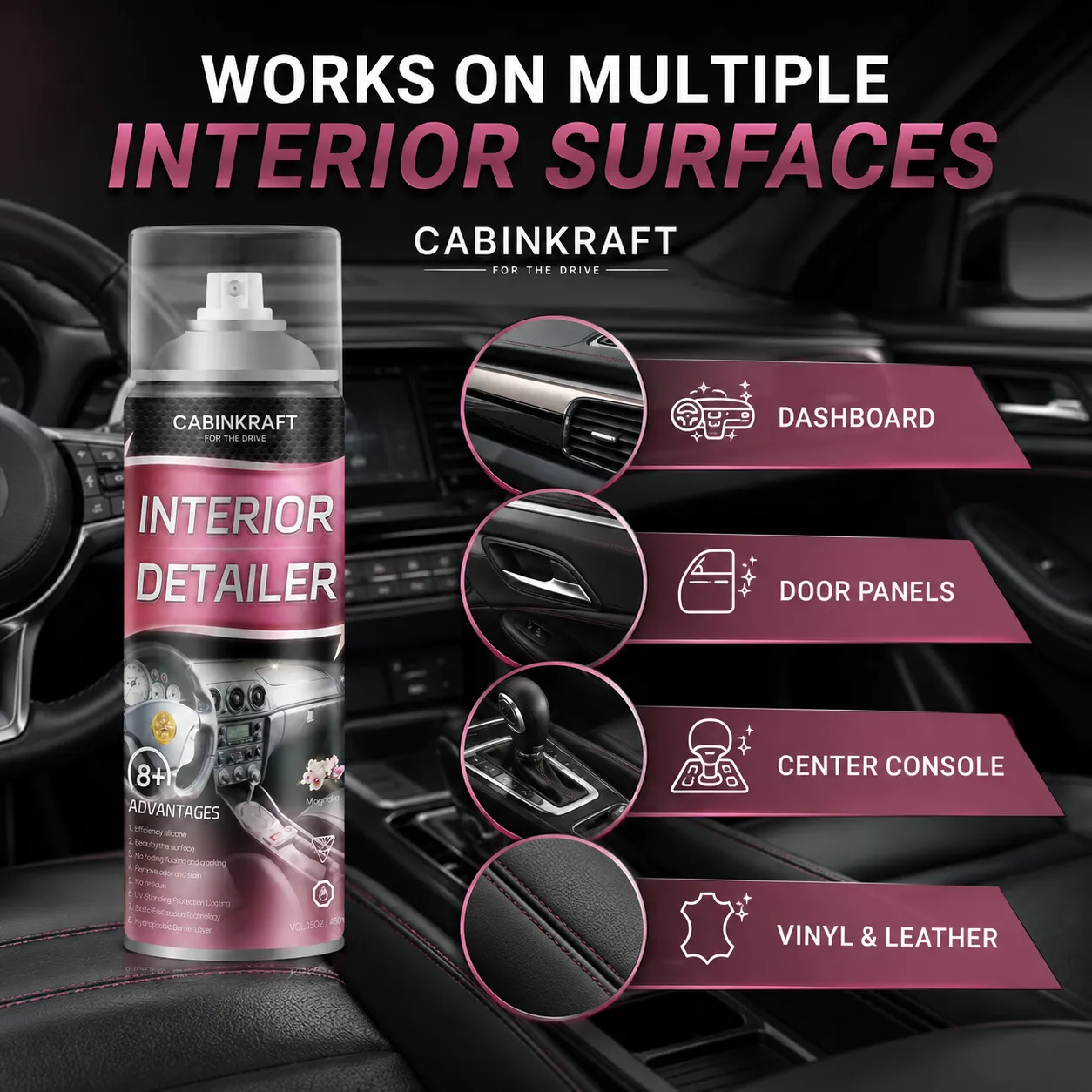 Interior Cleaner and Trim Dressing, 15 fl oz