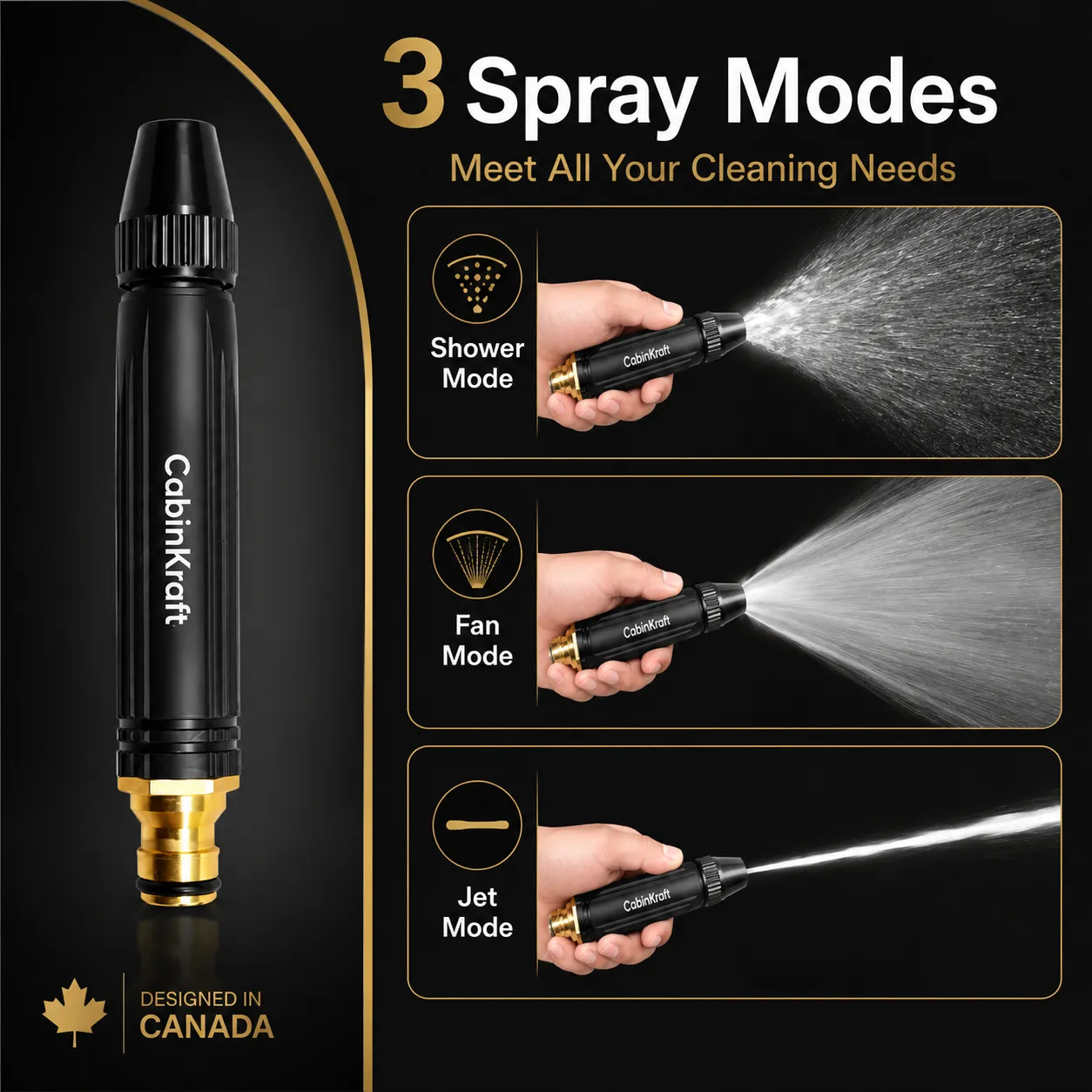 Multi-Pattern Garden Hose Spray Nozzle for Car Wash, Garden & Patio